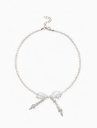 Чокер «Хрустальный бантик», жемчужные бусины, белый в серебре, 33 см + 5 см доп, цепочка - Фото 1