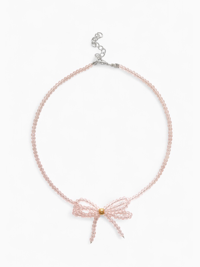 Чокер «Хрустальный бантик», розовый в золоте, 37 см + 5 см доп, цепочка - Фото 1