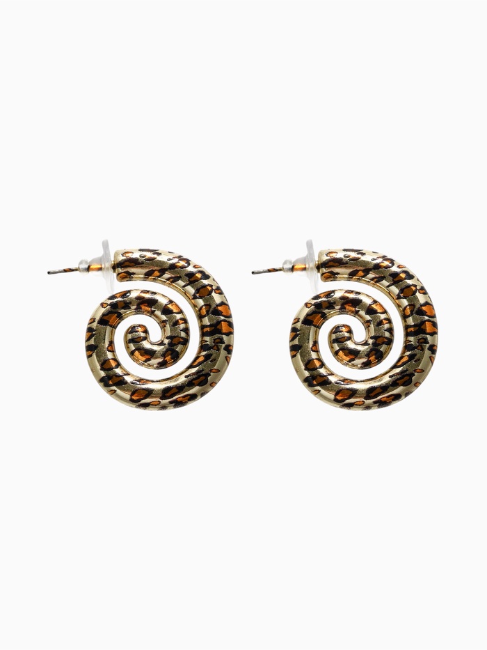 Серьги пластик «Леопард», ракушка, цвет золото
