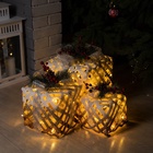 УЦЕНКА Фигура светодиодная "Белые плетеные кубы", 25/20/15 см, 60LED, 220V, Т/БЕЛЫЙ - Фото 4