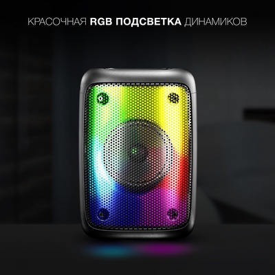 Колонка портативная Hyundai H-PS1006, 30 Вт, 1.0 BT, 10 м, 1500 mAh, чёрная