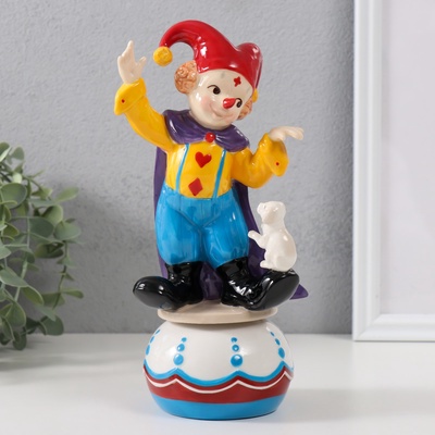 УЦЕНКА Фигурка музыкальная «Клоун с пёсиком, стоит на шаре», керамика, 9×10×20.7 см
