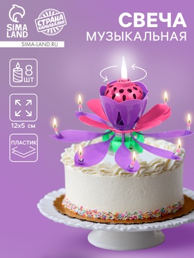 {{photo.Alt || photo.Description || 'УЦЕНКА Свеча для торта музыкальная «Тюльпан», фиолетовая, 12×5 см'}}