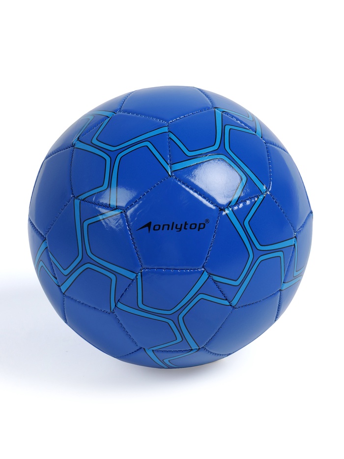 Футбольный мяч ONLYTOP, машинная сшивка, 32 панели, р. 5, PVC, резиновая камера, синий - Фото 1
