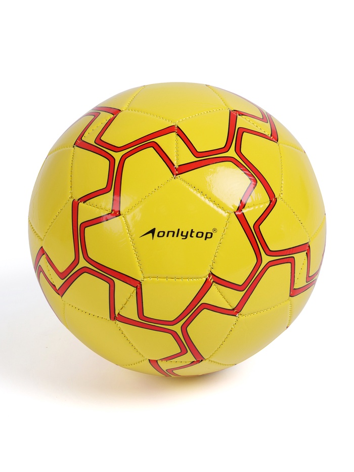 Футбольный мяч ONLYTOP, машинная сшивка, 32 панели, р. 5, PVC, резиновая камера, жёлтый - Фото 1
