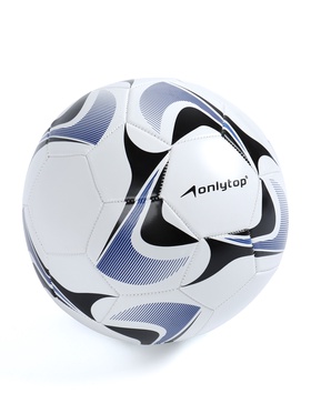 Футбольный мяч ONLYTOP, машинная сшивка, 32 панели, р. 5, PVC, резиновая камера, белый, голубой