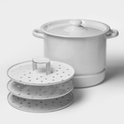 УЦЕНКА Мантоварка (позница) 9 л светлая (3 вставки) с пластм. кнопкой - Фото 3