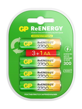 Аккумулятор GP, Ni-Mh, AA, HR6-4BL, 1.2В, 2700 мАч, блистер, 4 шт.