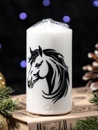 Свеча-цилиндр с накаткой «Лошадь в профиль», 50×100 мм, белая - Фото 4
