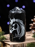 Свеча-цилиндр с накаткой «Лошадь в профиль», 50×100 мм, чёрная - фото 59405845