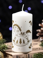 Свеча-цилиндр с накаткой «Лошадка-качалка», 50×100 мм, белая - Фото 2