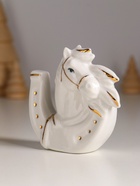 Фигурка керамика «Конь в подкове», белый с золотом, 8×2.5×8.5 см - фото 54003689