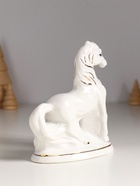 Фигурка керамика «Конь с сундуком монет», белый с золотом, 13×5.5×13 см - фото 54003691