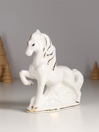 Фигурка керамика «Конь с длинной гривой», белый с золотом, 13×5×13.5 см - фото 54003692