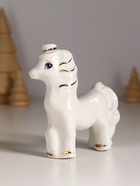 Фигурка керамика «Лошадка с бантом и шляпкой», белый с золотом, 8.5×3×10 см - фото 54003696