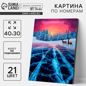 УЦЕНКА Картина по номерам на холсте с подрамником «Зимнее озеро», 40×30 см 10919059