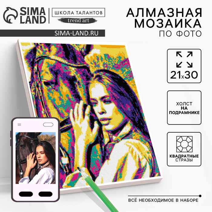 УЦЕНКА Алмазная мозаика по фото, на раме А4, полное заполнение, Pop Art - Фото 1