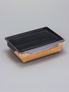 Контейнер - салатник, 0.5 л, черный, с плоской прозрачной крышкой, 16×12×4.5 см - Фото 1