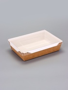 Салатник одноразовый, контейнер с плоской прозрачной крышкой, крафт, 1 л,, 20×14×5.5 см - Фото 1