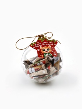 Елочная игрушка со свитками «Новогодний котик», 30 свитков