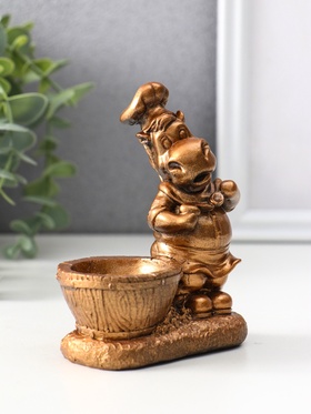 Фигурка-подставка для мелочей «Конь шеф повар», подсвечник, 12×9.5×5.5 см, бронза