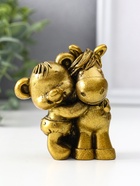 Фигура «Мишка с лошадкой», 8.5×7×6 см, золото - фото 51812085