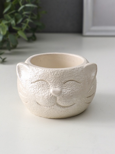 Подсвечник на 1 свечу «Кот», 6×9.5×10 см, перламутр