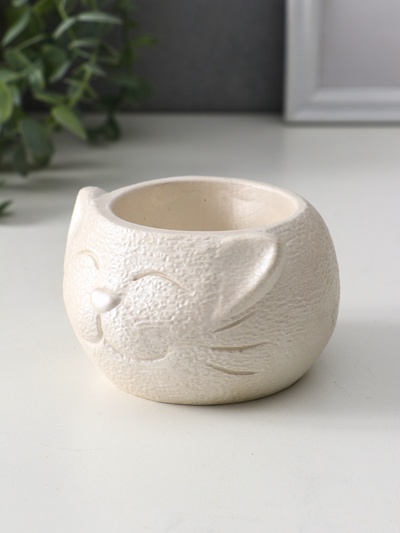 Подсвечник на 1 свечу «Кот», 6×9.5×10 см, перламутр