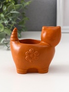 Подсвечник на 1 свечу «Кошка с орнаментом», 8.5×9.5×6.5 см, красная глина - Фото 4