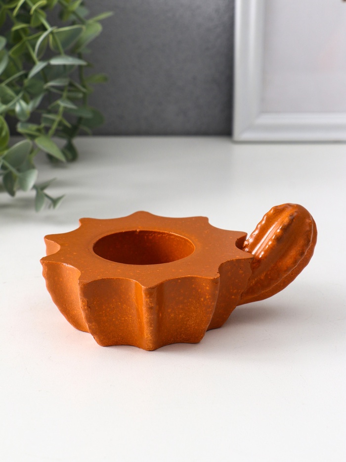 Подсвечник на 1 свечу «Кактус», 5.5×12.5×10 см, красная глина - Фото 1