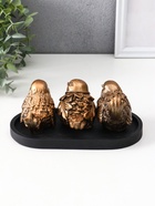 Фигуры на подносе «Три птички», набор 3 шт., 17.5×9.5×6.5 см, бронза - фото 809127324