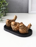 Фигуры на подносе «Три птички», набор 3 шт., 17.5×9.5×6.5 см, бронза - фото 809127325