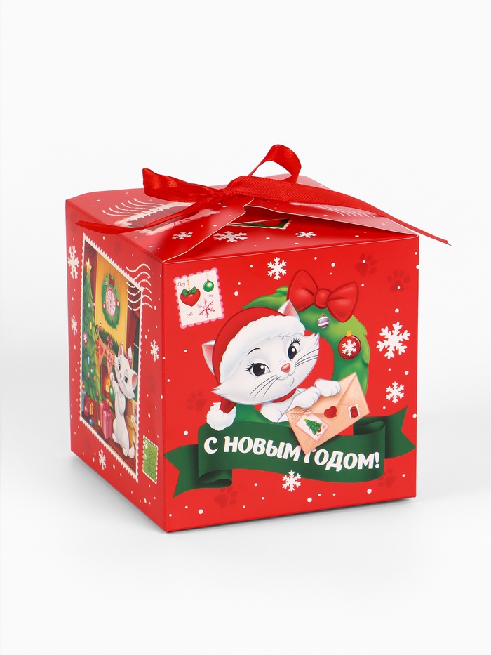 Коробка подарочная складная «Новогодняя почта», Кошечка Мари, 12×12×12 см - Фото 1