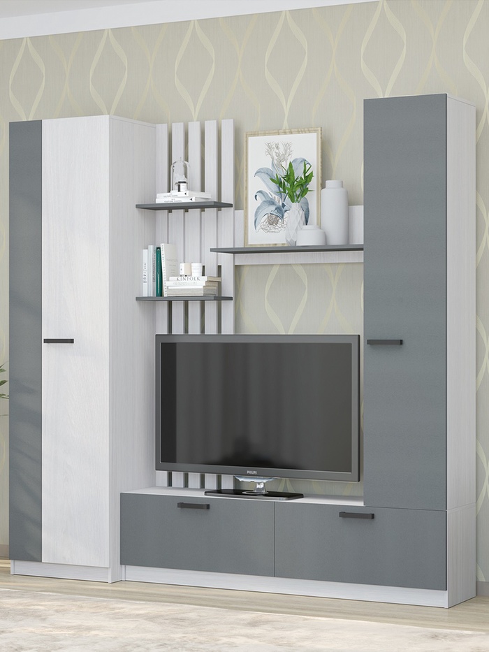 Гостиная «Юджи», 2300×470×2100 мм, цвет анкор светлый/графит - Фото 1