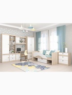 Кровать односпальная «Галактика», с бортиком, 1932×850×755 мм, цвет дуб сонома/белый глянец - Фото 4