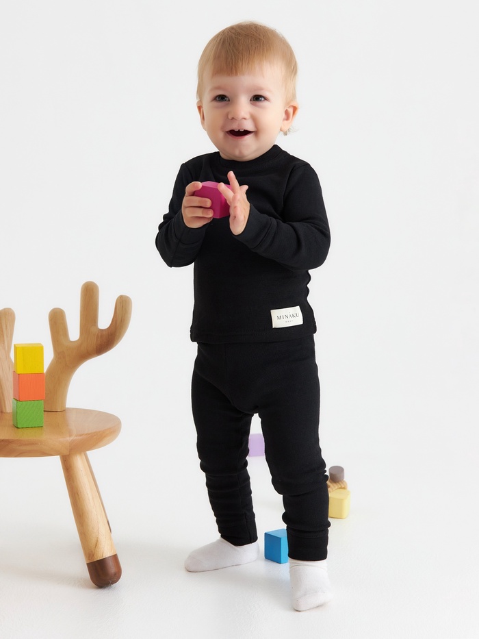 Термобельё детское (лонгслив, брюки) MINAKU, рост 98 см, чёрное - Фото 1