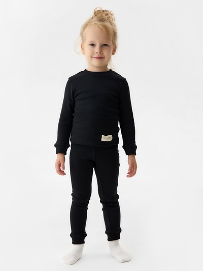 Термобельё детское (лонгслив, брюки) MINAKU, чёрное, рост 110 см
