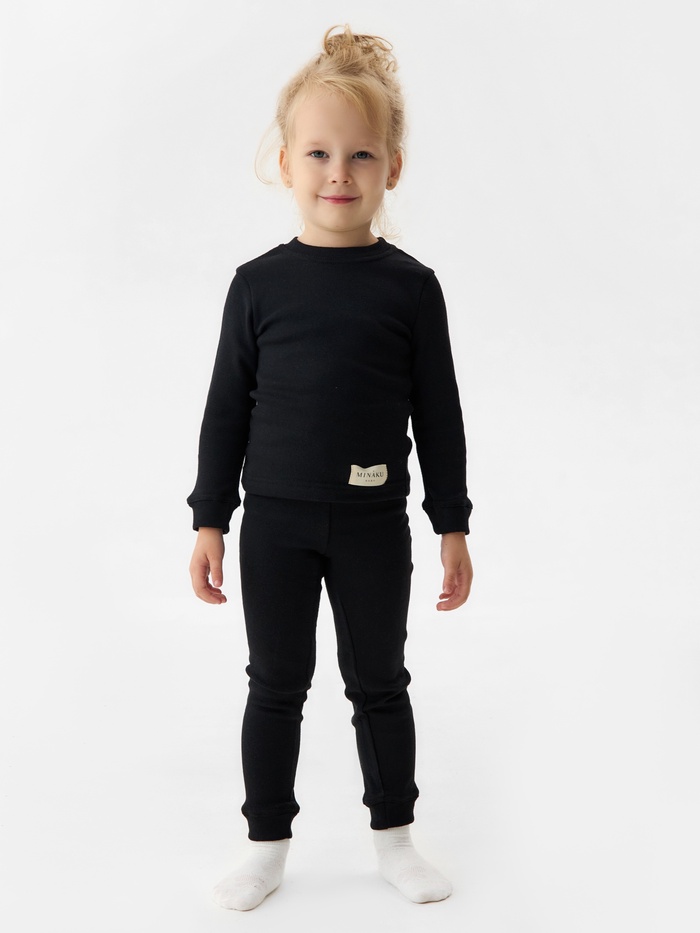 Термобельё детское (лонгслив, брюки) MINAKU, чёрное, рост 110 см - Фото 1