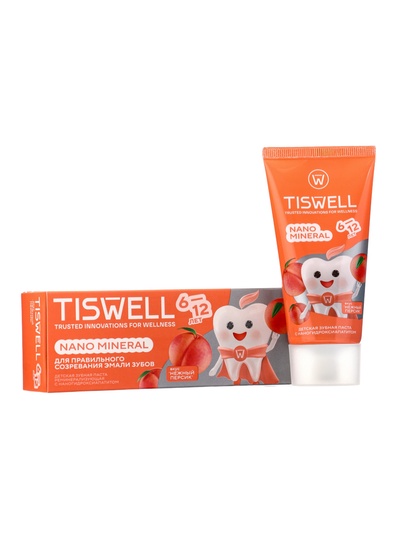 Детская зубная паста реминерализирующая с наногидроксиапатитом, со вкусом персика, 6–12 лет, 60 г