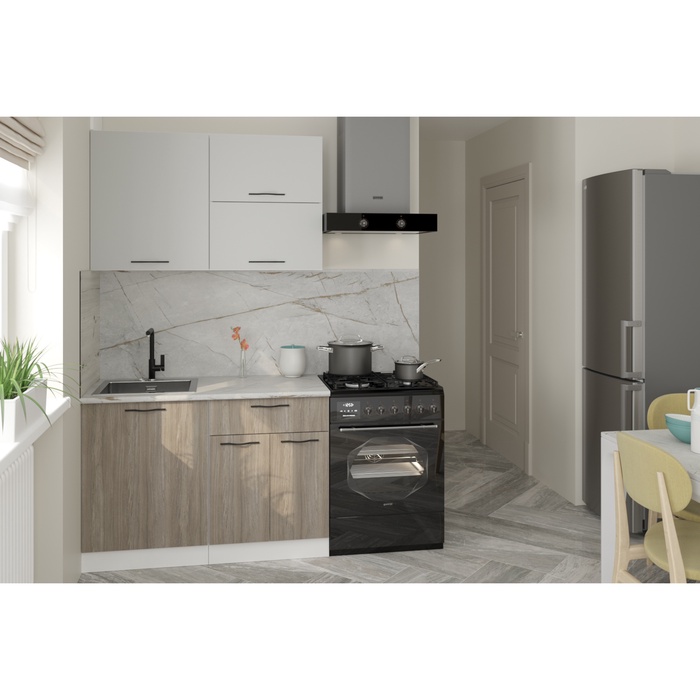 Кухонный гарнитур прямой «Парма лайт», 1200 мм, цвет белый/шиншилла серая/джарра - Фото 1