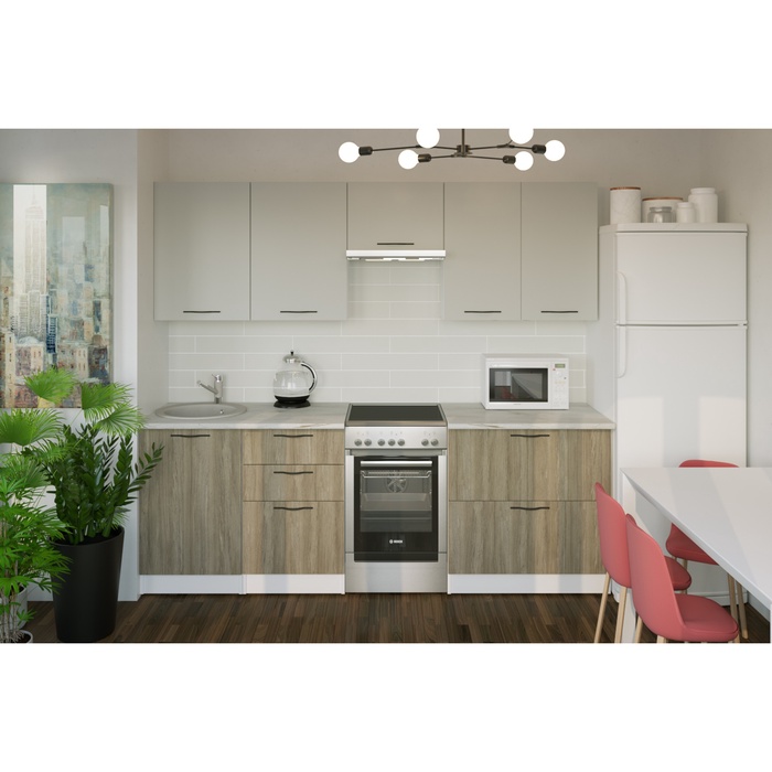 Кухонный гарнитур прямой «Парма мега», 2300 мм, цвет белый/шиншилла серая/джарра - Фото 1