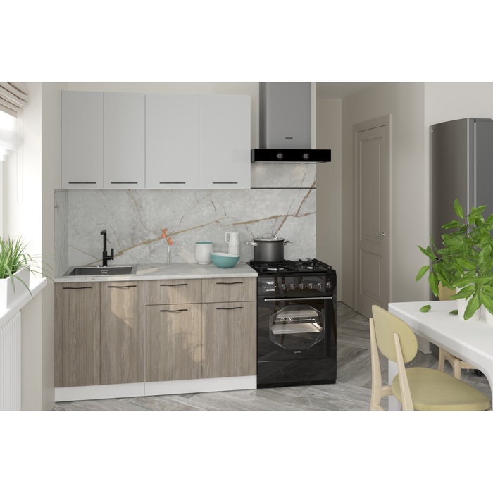 Кухонный гарнитур прямой «Парма медиум», 1400 мм, цвет белый/шиншилла серая/джарра - Фото 1