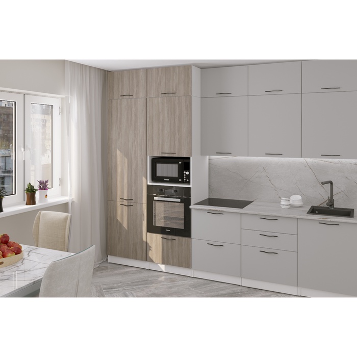 Кухонный гарнитур прямой «Парма экстра», 3000 мм, цвет белый/шиншилла серая/джарра - Фото 1