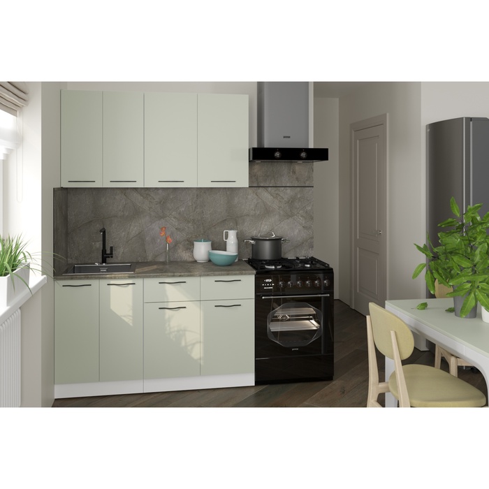 Кухонный гарнитур прямой «Флора медиум», 1400 мм, цвет орегано/белый - Фото 1