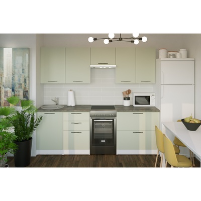 Кухонный гарнитур прямой «Флора мега», 2300 мм, цвет орегано/белый