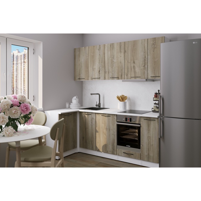 Кухонный гарнитур угловой «Альта прайм», 1100×2000 мм, цвет дуб дарго/белый глянец - Фото 1