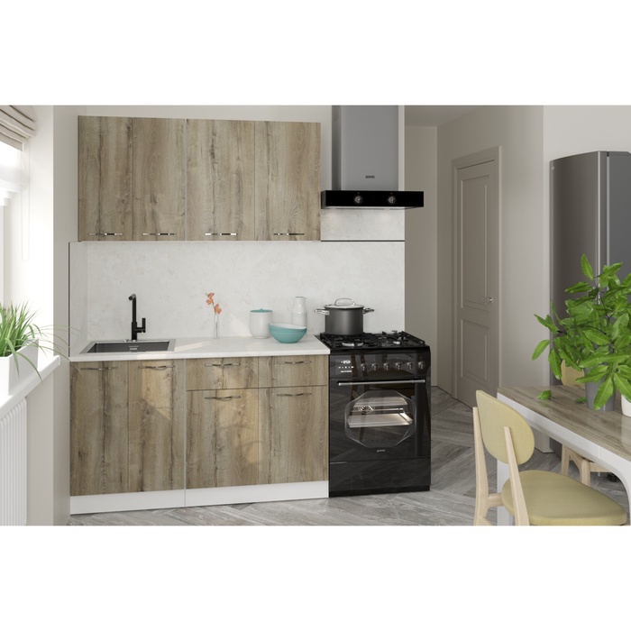 Кухонный гарнитур прямой «Альта медиум», 1400 мм, цвет дуб дарго/белый глянец - Фото 1