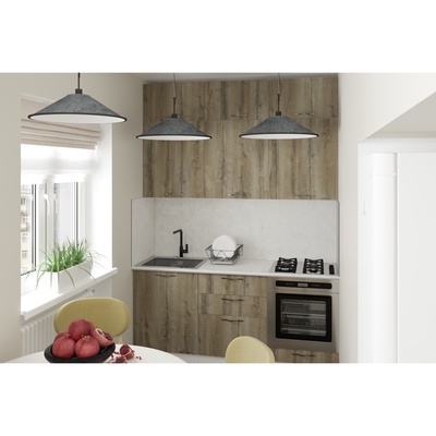 Кухонный гарнитур прямой «Альта макси», 1800 мм, цвет дуб дарго/белый глянец