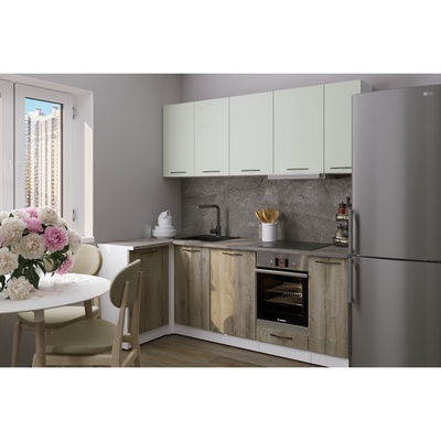 Кухонный гарнитур угловой «Анхель прайм», 1100×2000 мм, цвет дуб дарго/белый/орегано