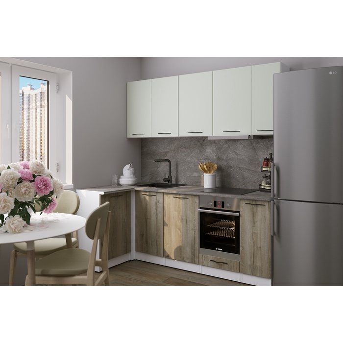 Кухонный гарнитур угловой «Анхель прайм», 1100×2000 мм, цвет дуб дарго/белый/орегано - Фото 1